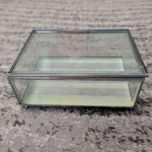 Beveled Glass Display Box with Silver Trim - Vintage, Estate Item